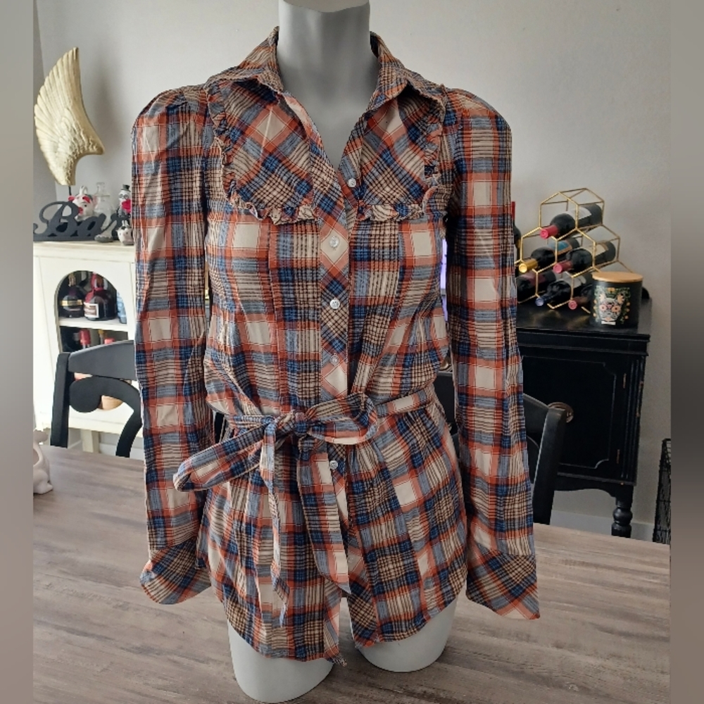 Rubbish Flannel Plaid Fitted Button Shirt